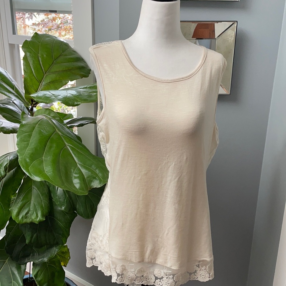 Adiva Sleeveless Lace Back top Loose Fitting. NWT